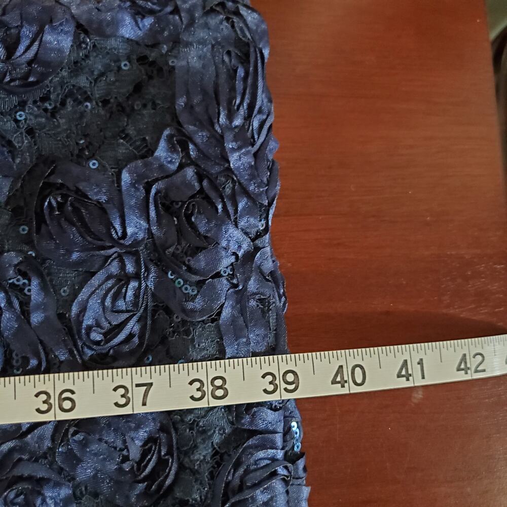Alex Evenings Rosette Lace Sequin V-Neck Dress Size 12 Blue Wedding Formal Party - Picture 12 of 12